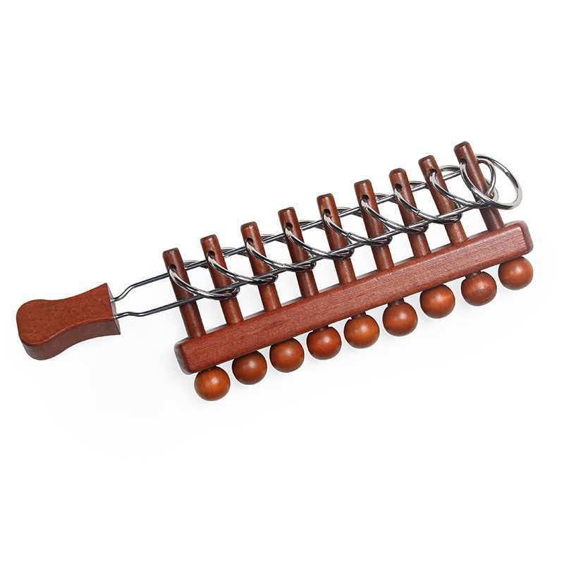Wooden Puzzle Kids - Rompecabezas chino clásico de nueve anillos