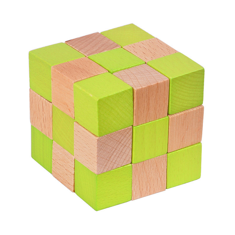 Wooden Puzzle Kids - Rompecabezas de cubo de serpiente de
