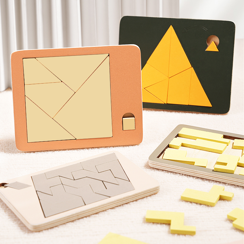 Wooden Puzzle Kids - Rompecabezas geométricos de madera, desafío imposible,