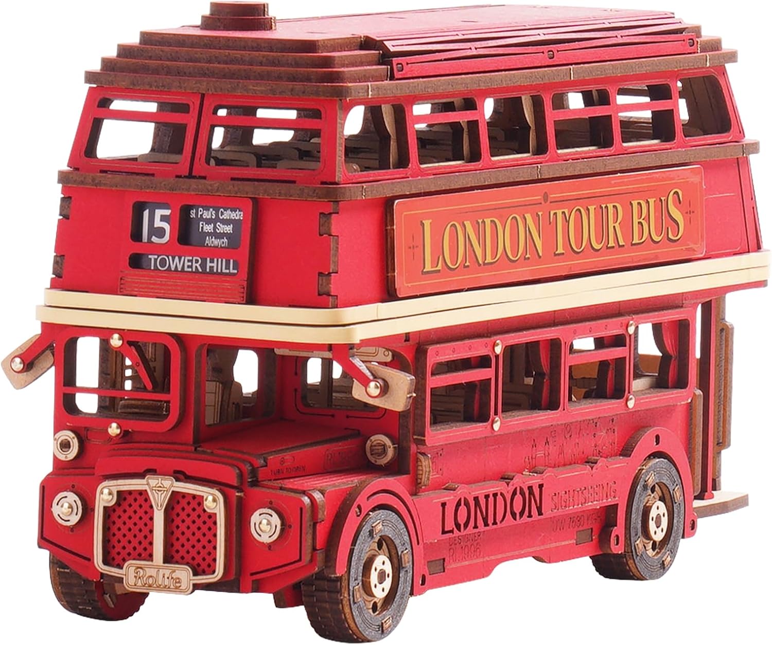 Kids Toys London - Robotime London Tour Bus, Rompecabezas 3D